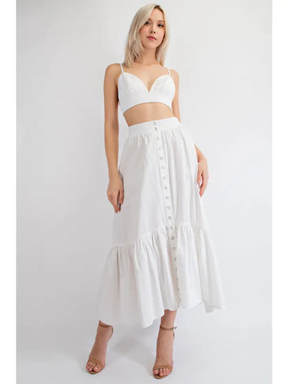 Alyson Poplin Bralette Midi Skirt Matching Set