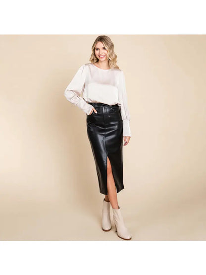 Leather Skirt Front Slit