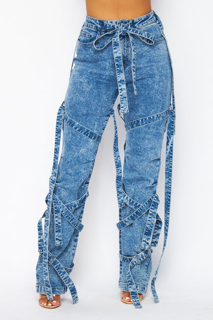 Dani Denim Strap Straight Leg Jeans