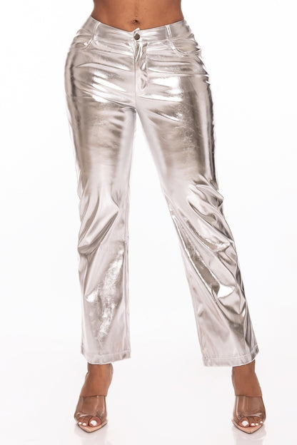 Dahlia Straight Leg Metallic Pants