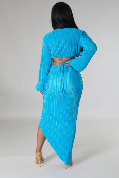 Vacay Drinks Skirt Set in Blue