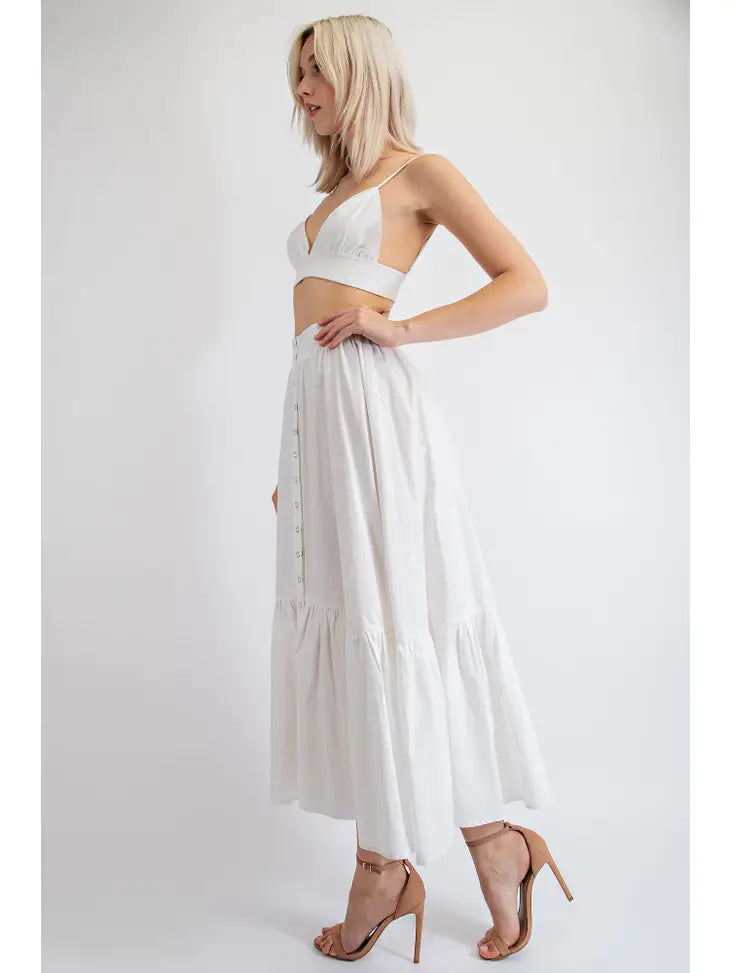 Alyson Poplin Bralette Midi Skirt Matching Set