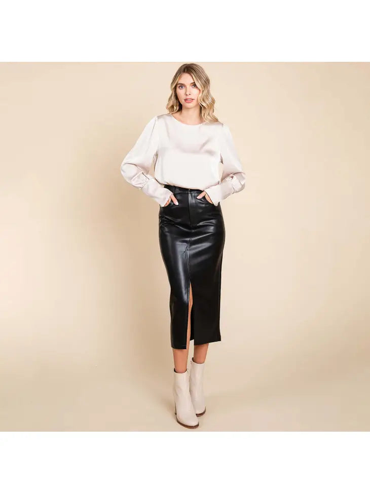 Leather Skirt Front Slit