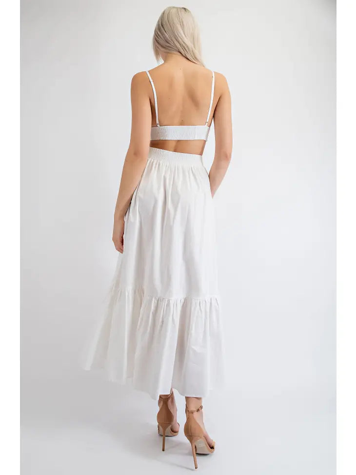 Alyson Poplin Bralette Midi Skirt Matching Set