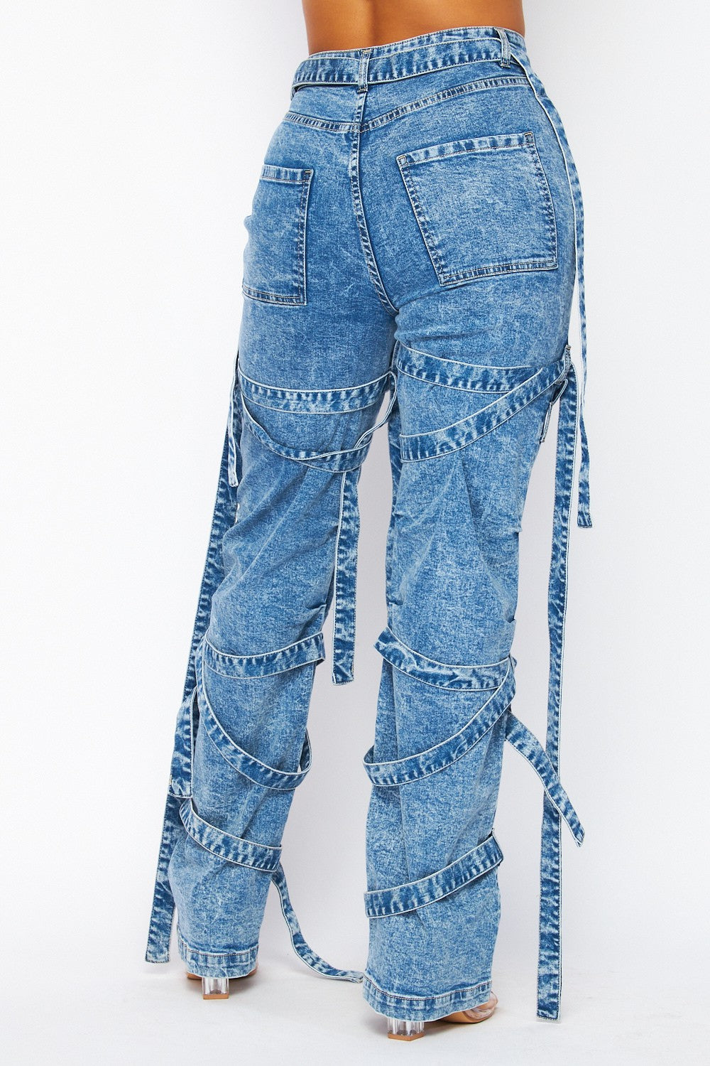 Dani Denim Strap Straight Leg Jeans