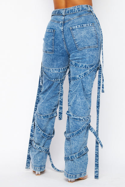 Dani Denim Strap Straight Leg Jeans