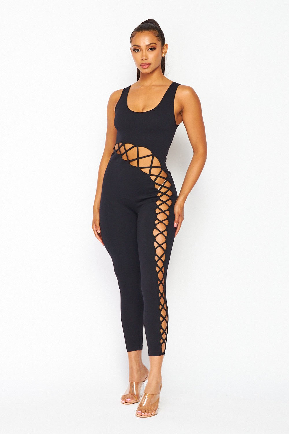 X Straps Cut Out Jumpsuit