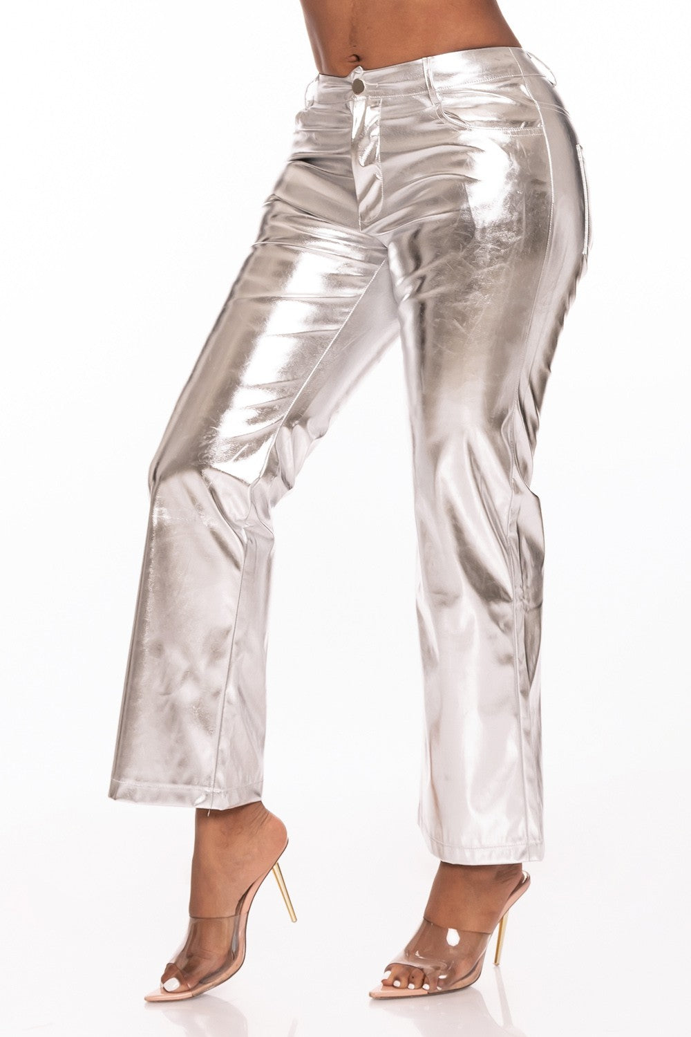 Dahlia Straight Leg Metallic Pants