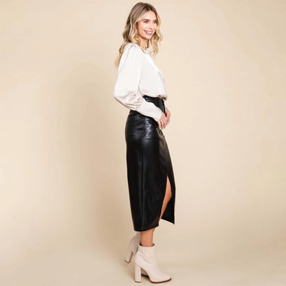 Leather Skirt Front Slit