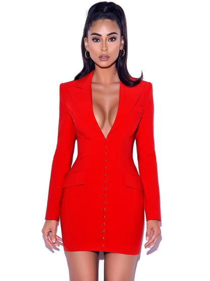 Flattery Red Long Blazer Dress