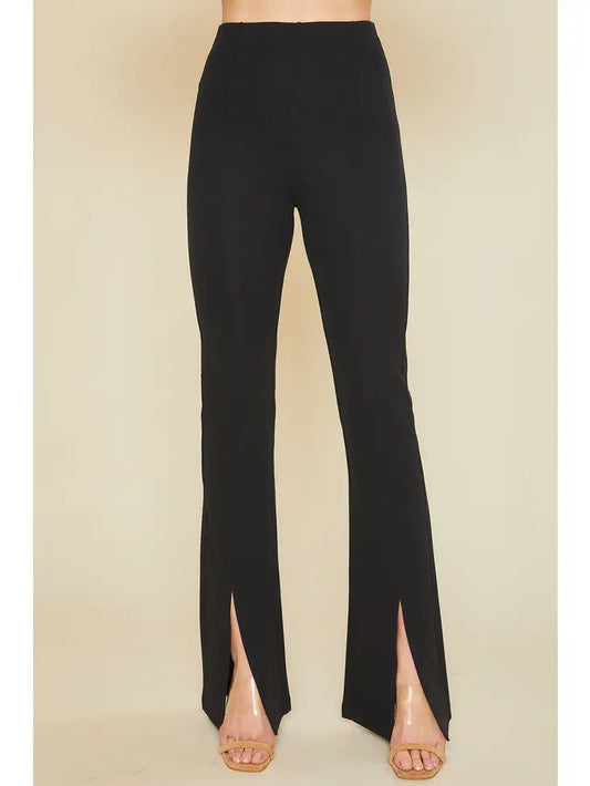 Rylie Split Hem Trousers in Black