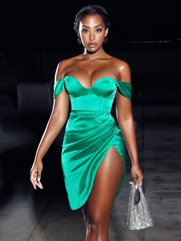 Hedy Green Satin Corset Dress