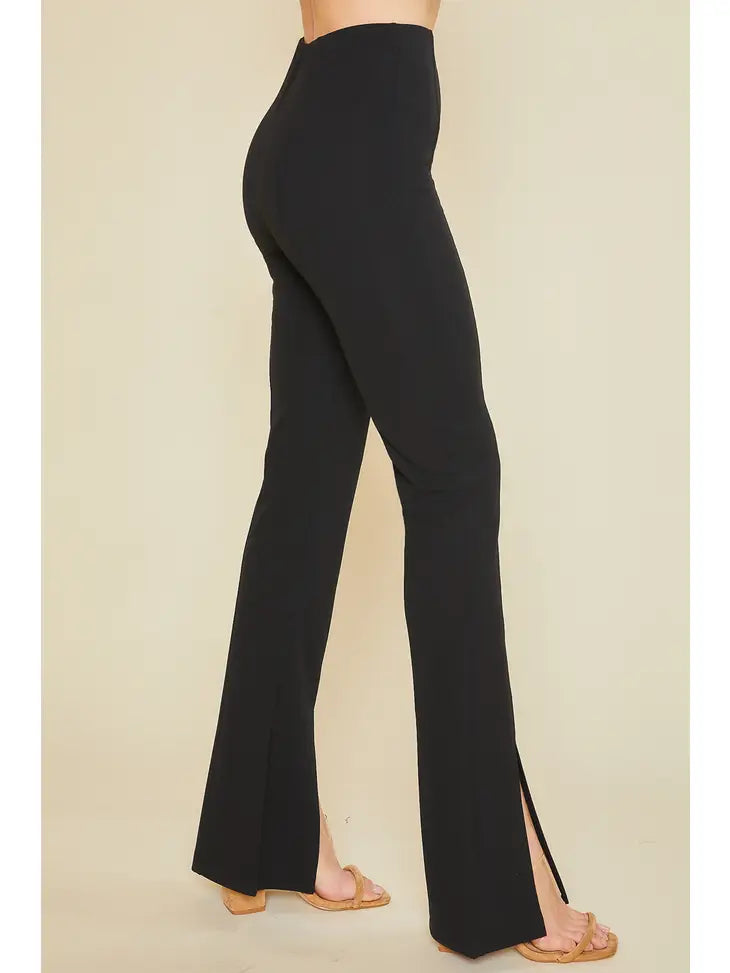 Rylie Split Hem Trousers in Black