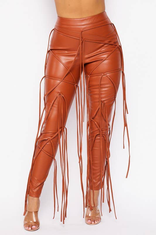 Leather pants with on sale strings