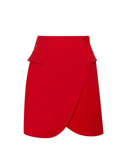 Dalia Red Asymmetrical Mini Skirt