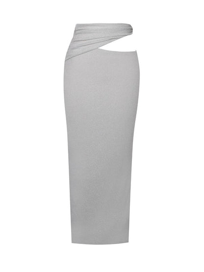 Toira Metallic Jersey Cutout Skirt (Avail in 2 colors)