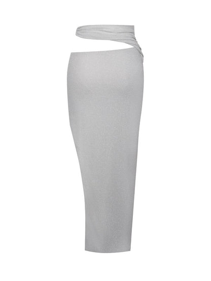 Toira Metallic Jersey Cutout Skirt (Avail in 2 colors)