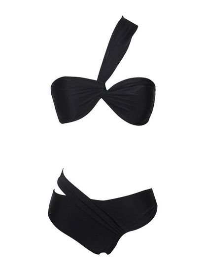 Lucila Black One Shoulder Bikini Top & Bottoms