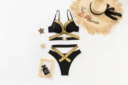 Trinity Gold Straps Two Piece Bikini Set